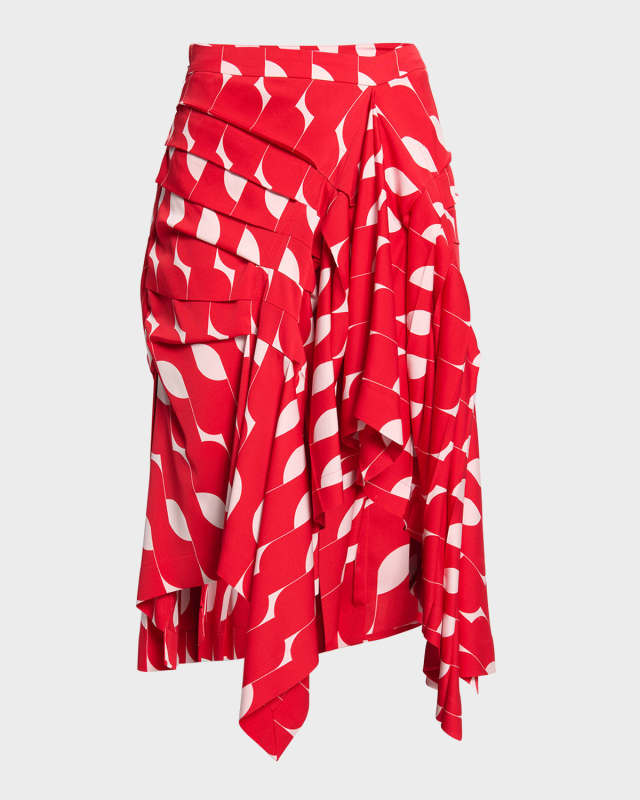 Shy Pleated Draped Handkerchief Midi Skirt