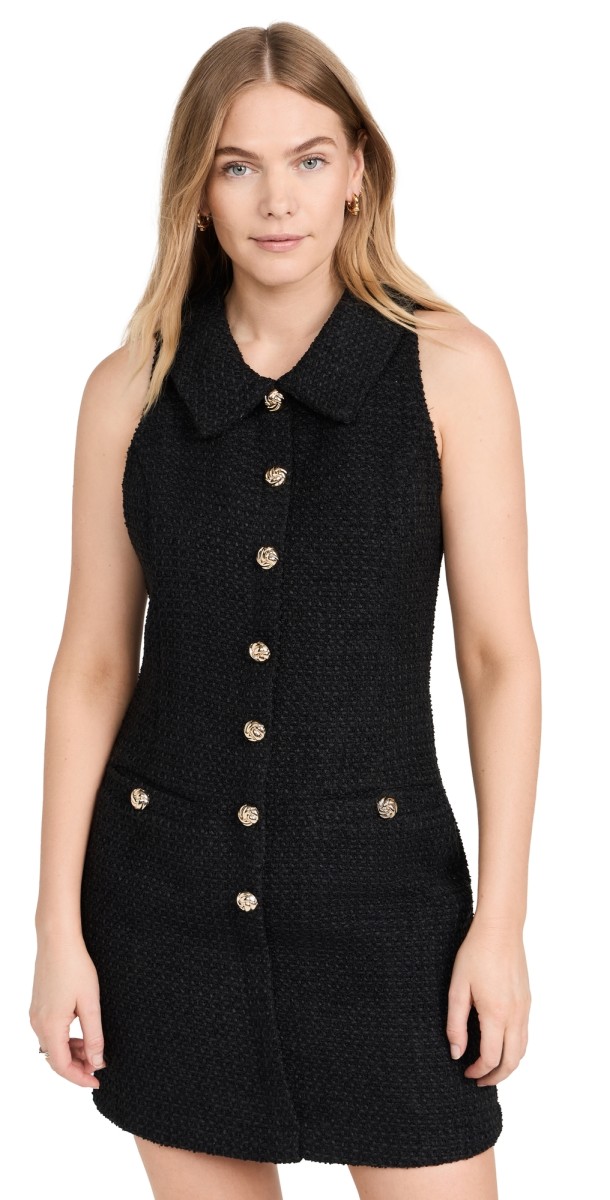 endless rose Tweed Halter Mini Dress Black