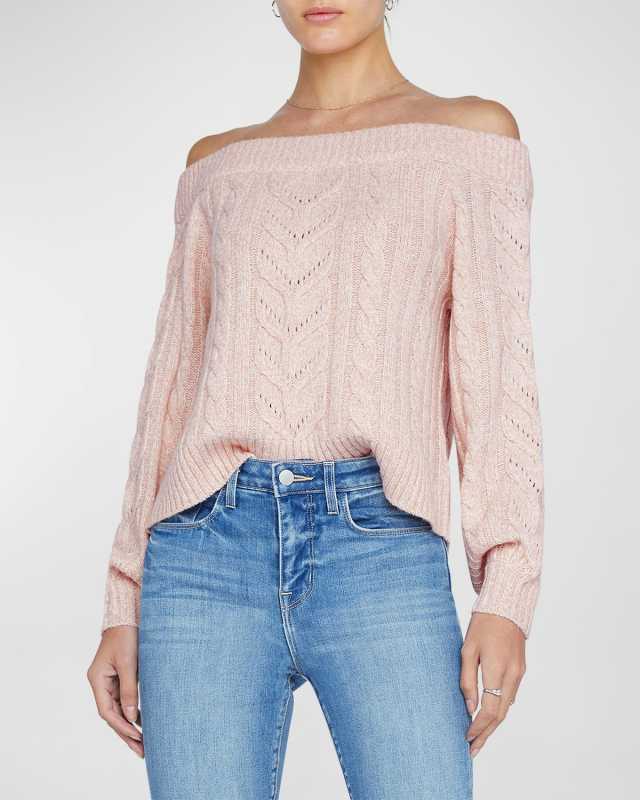 Vest Cable-Knit Off-The-Shoulder Sweater