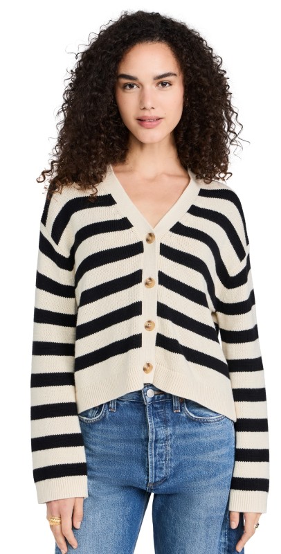 Velvet Elodie Cardigan Cream/Black