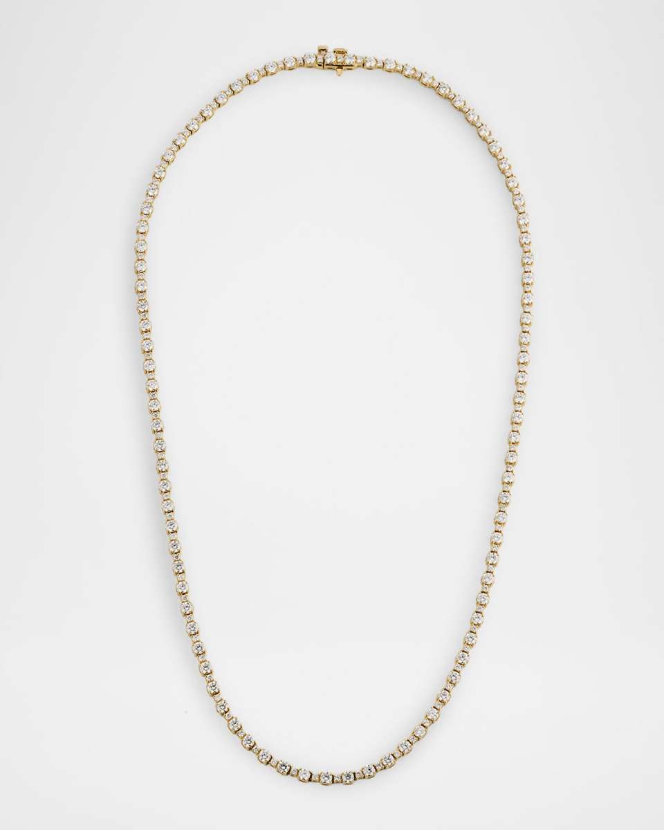18K Yellow Gold Diamond Tennis Necklace, 17"L, 8.37tcw