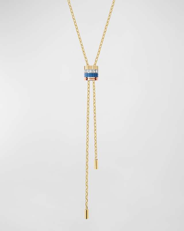 Quatre 18K Yellow Gold Ceramic and Diamond Small Tie Necklace