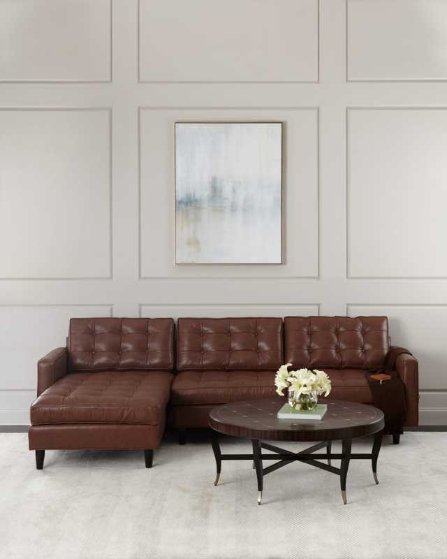 Barnes Leather Left-Arm Chaise Sectional