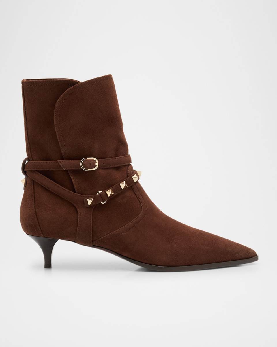 Rockstud Harness Suede Ankle Booties