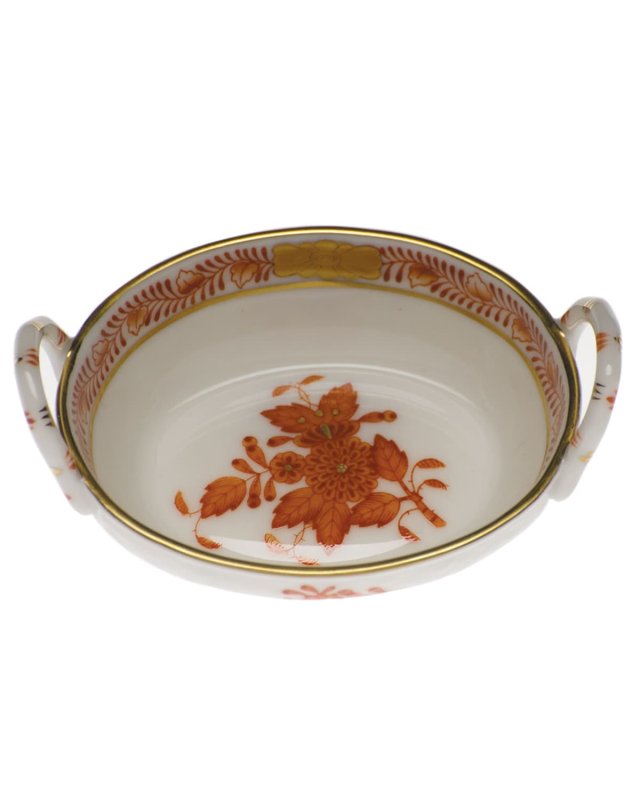 Chinese Bouquet Rust Small Basket with Handles