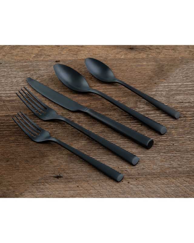 Gilda Black Satin 20-Piece Flatware Set, Service for 4