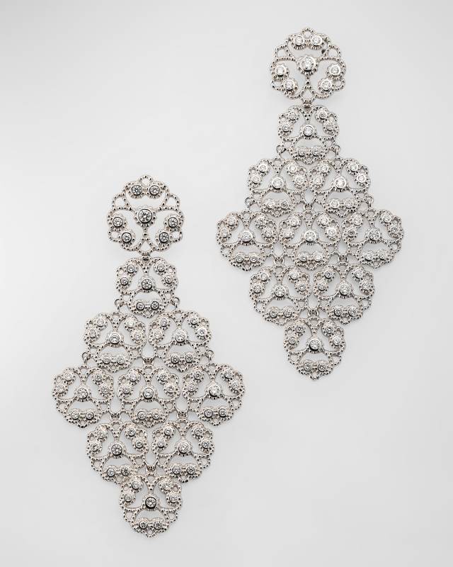 18K White Gold Diamond Openwork Earrings