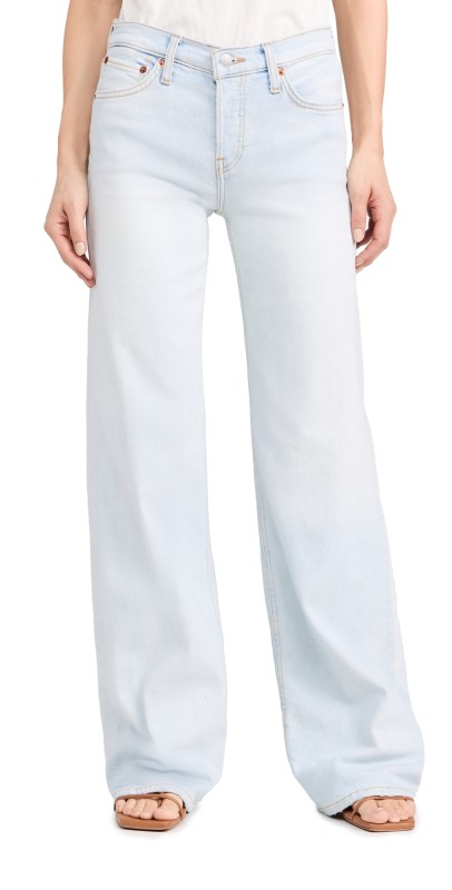 RE/DONE Mid Rise Wide Leg Jeans Acqua