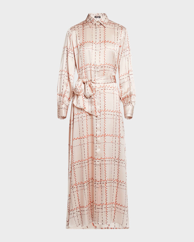 Silk Plaid Maxi Dress