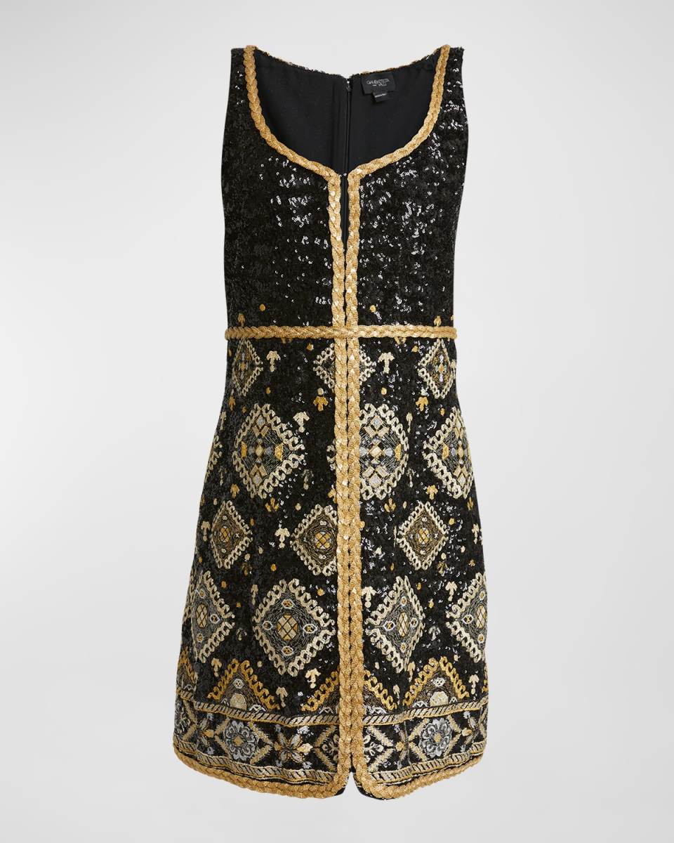 Sequin Embroidered Sleeveless Mini Dress
