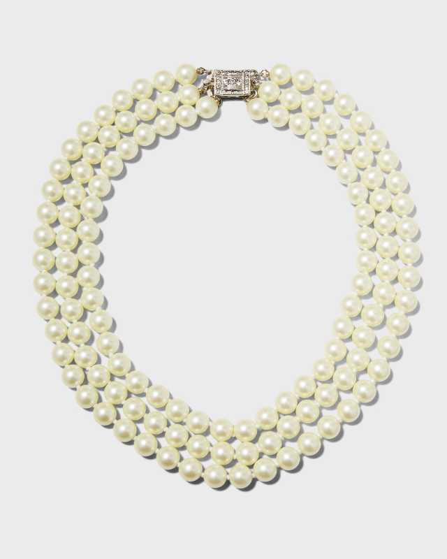 Deco 3-Row Pearly Necklace