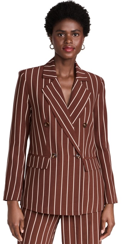 KITRI Josephine Pinstripe Blazer Mocha Stripe