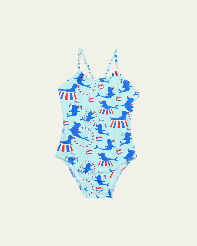 Girl's Circus Printed Jersey Swimsuit, Size 2-14