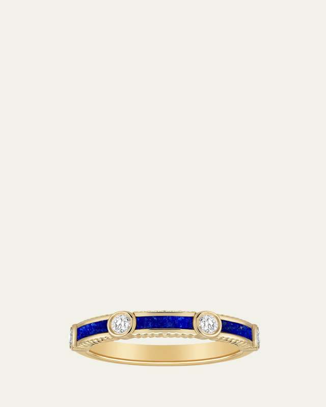 Rayon Ring in Lapis Lazuli, Yellow Gold and Diamonds