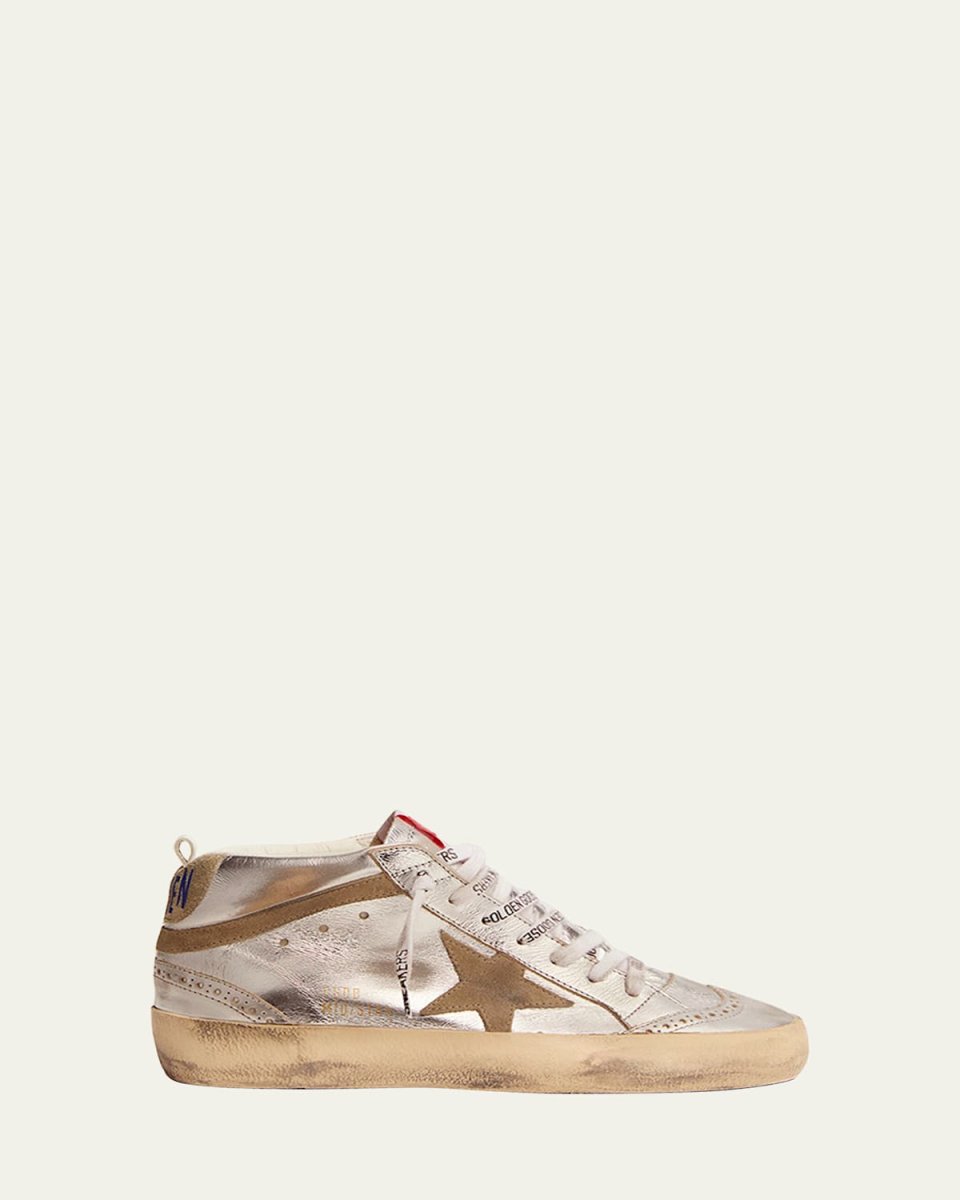Mid Star Laminated Upper And Spur Suede Star And Wave Sneakers
