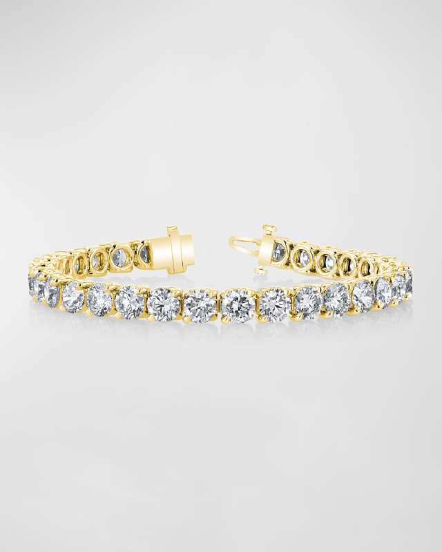 18K Gold Round-Cut Diamond Buttercup Tennis Bracelet, 5.75tcw, 7"L