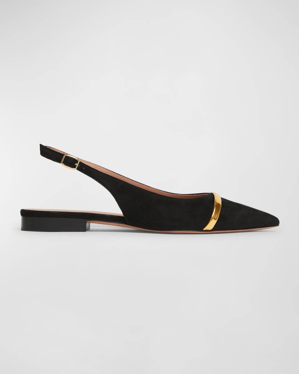 Jama Suede Metallic Slingback Ballerina Flats