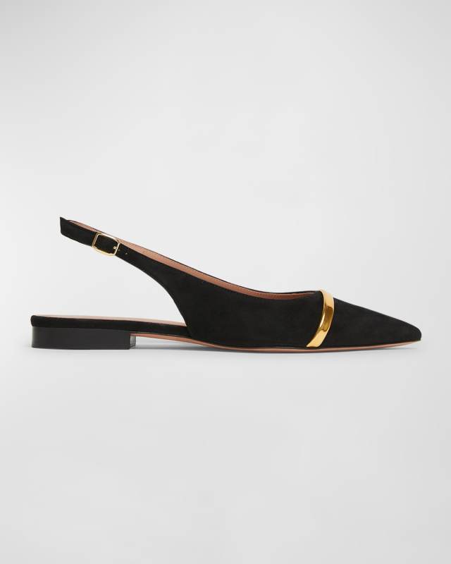 Jama Suede Metallic Slingback Ballerina Flats