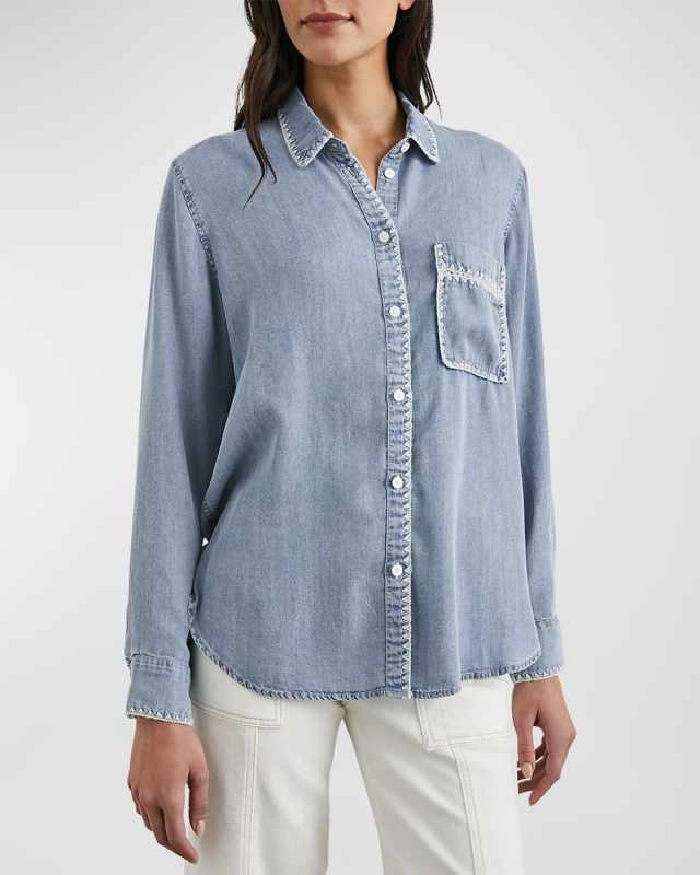 Saya Button-Front Denim Shirt