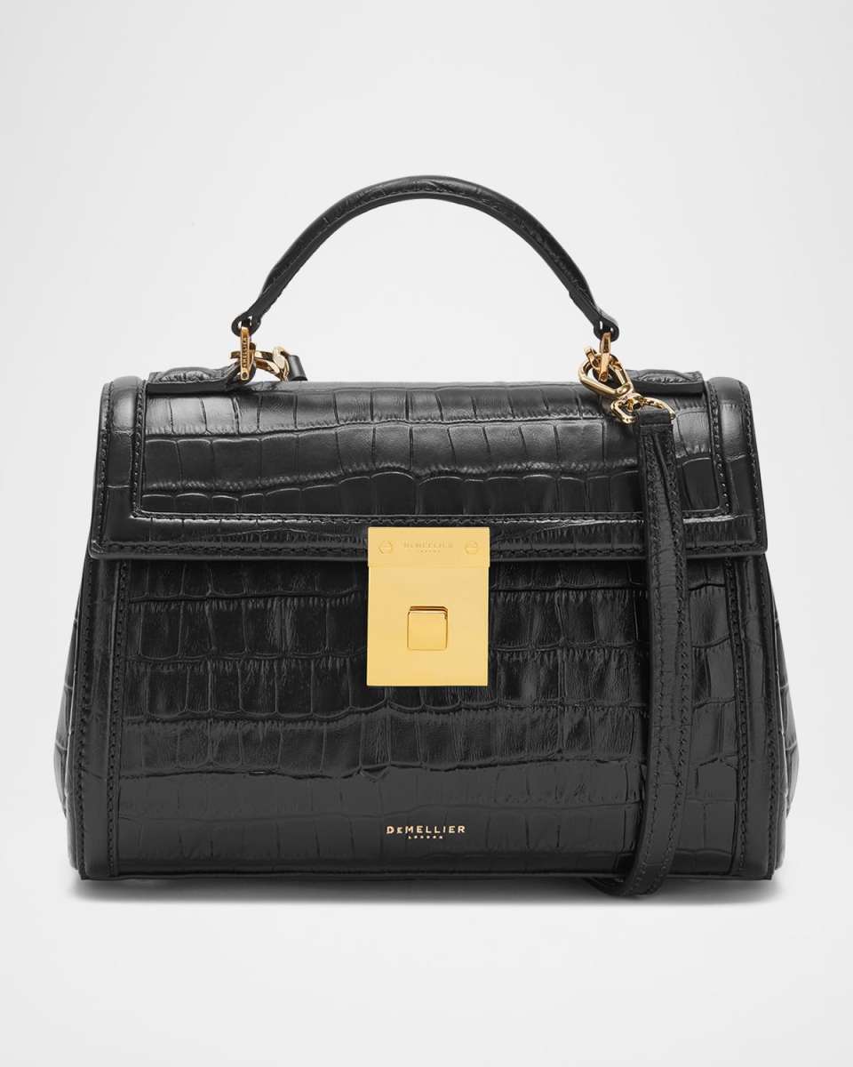 Paris Croc-Embossed Leather Top-Handle Bag
