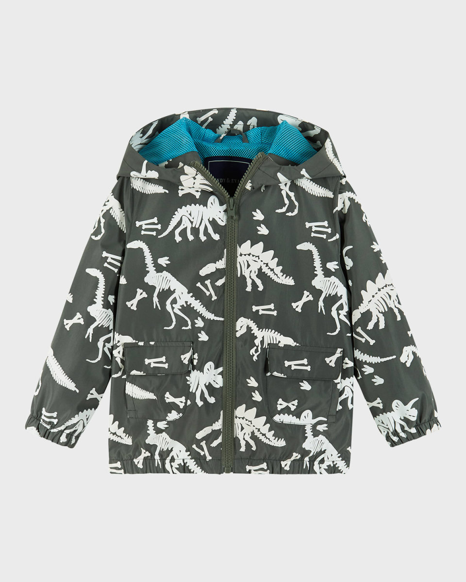Boy's Dinosaur-Print Raincoat, Size 2T-8