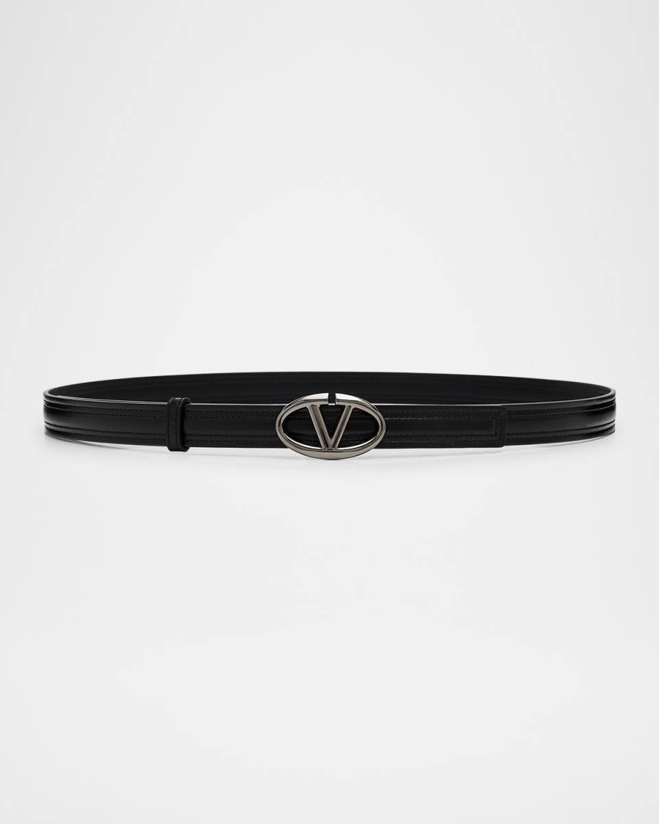 The Bold Edition VLOGO Leather Skinny Belt