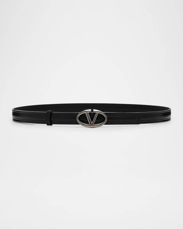 The Bold Edition VLOGO Leather Skinny Belt