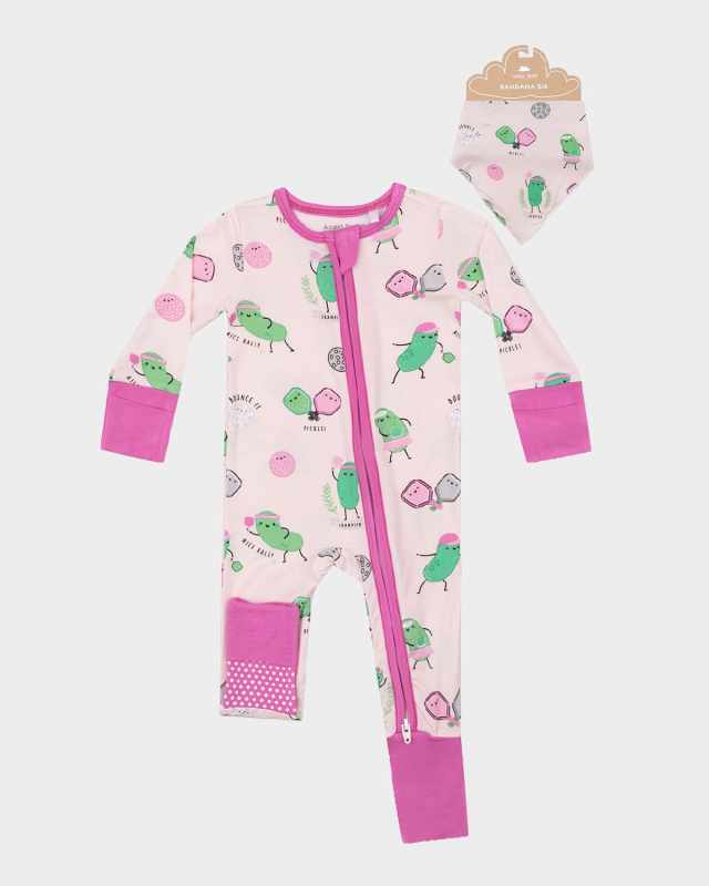 Girl's Pickleball Pink Footie & Bandana Set, Size 3