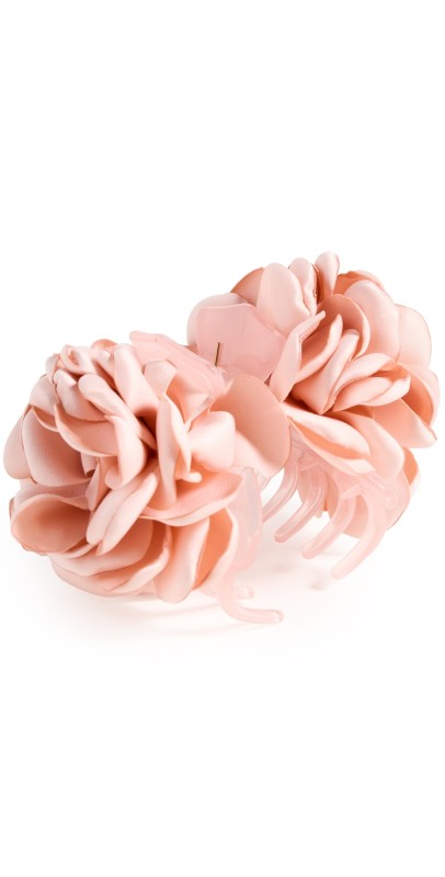 Lele Sadoughi Peony Flower Claw Hair Clip Dusty Rose
