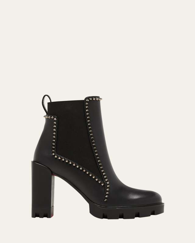 Spike Leather Chelsea Red Sole Booties