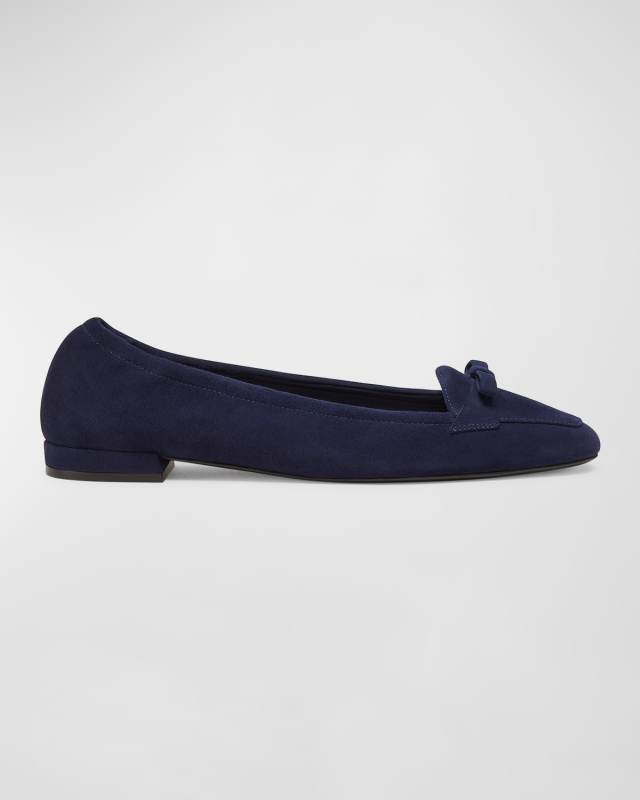 Tully Suede Bow Ballerina Loafers