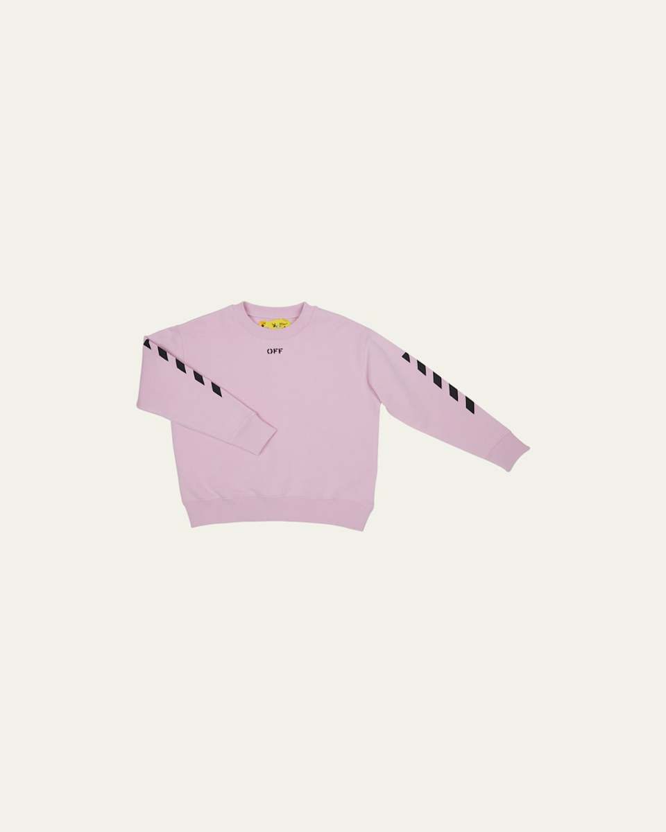 Girl's Stamped Logo Crewneck Sweater, Size 4-12
