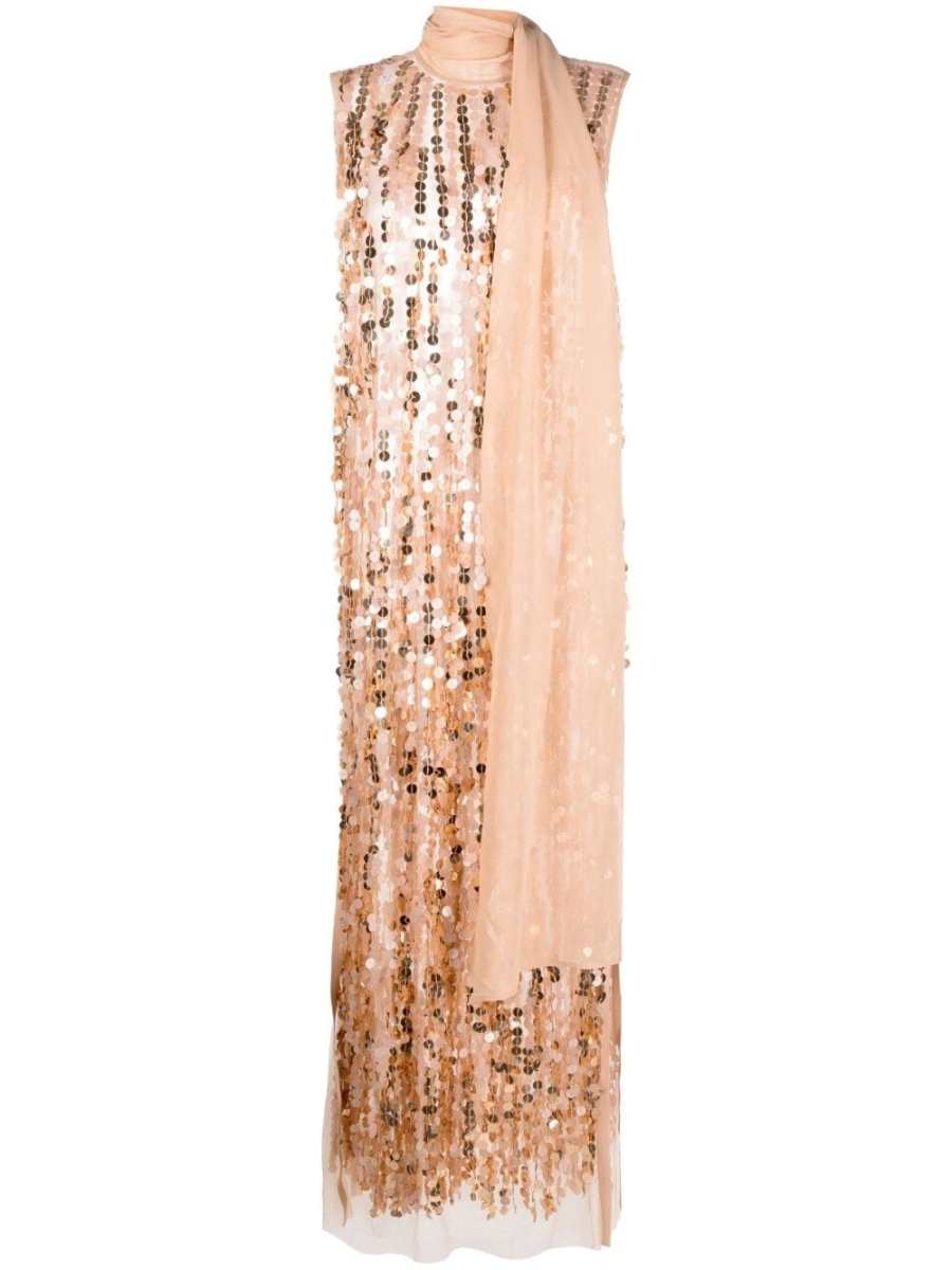 sleeveless sequin long dress