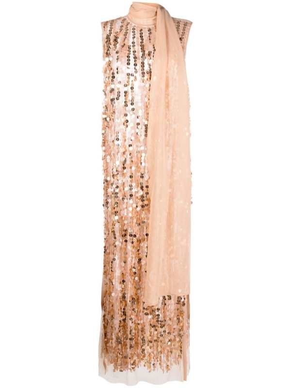 sleeveless sequin long dress