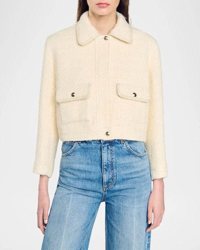 Isabela Checked Tweed Crop Blazer