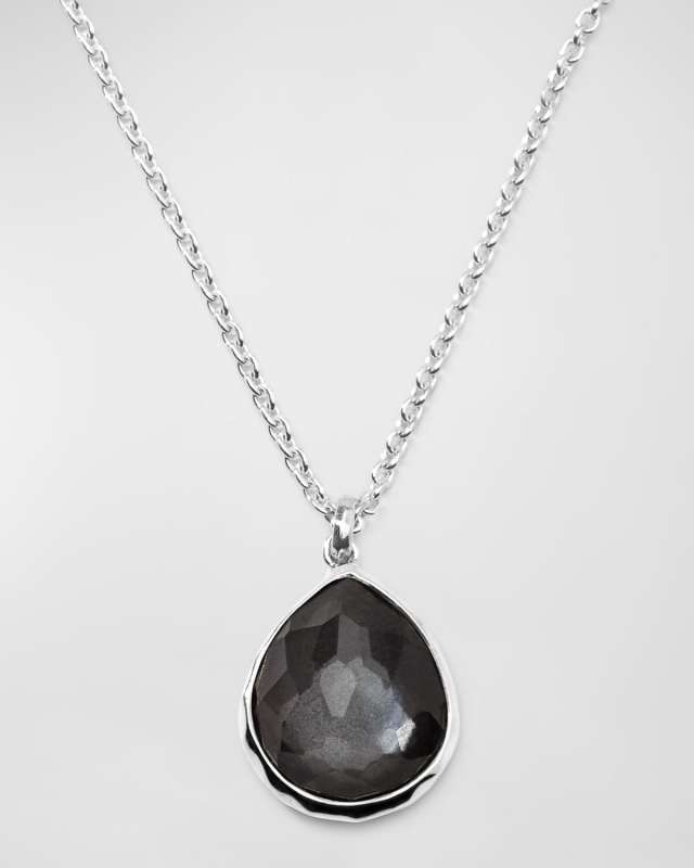 Hematite Doublet Mini Teardrop Pendant Necklace