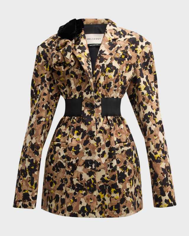 Finn Rosette Single-Breasted Blazer Jacket