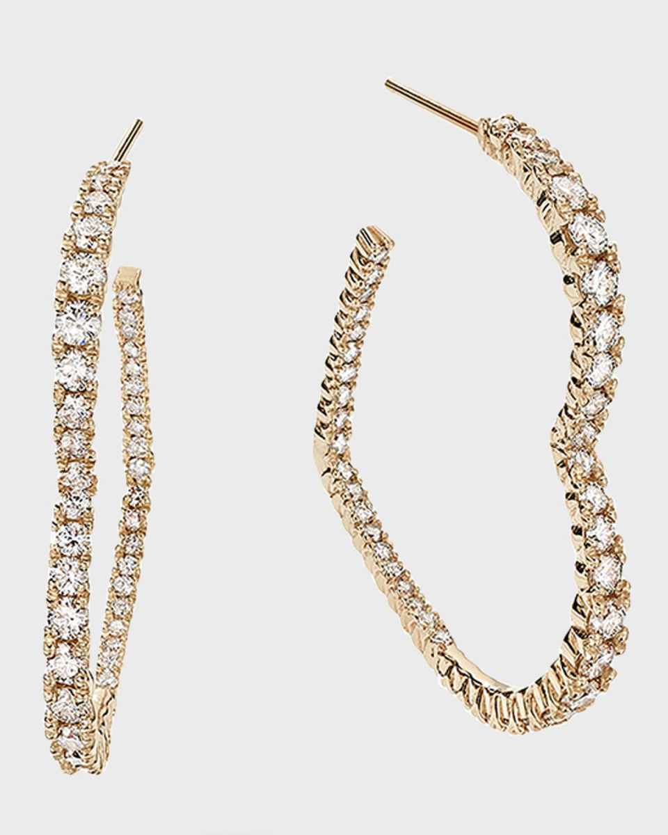Flawless Small Graduating Diamond Heart Hoop Earrings