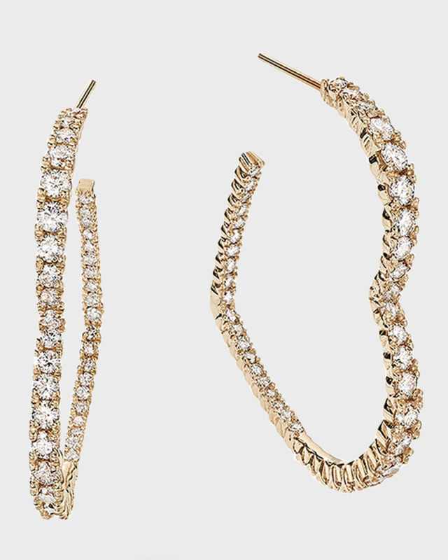 Flawless Small Graduating Diamond Heart Hoop Earrings
