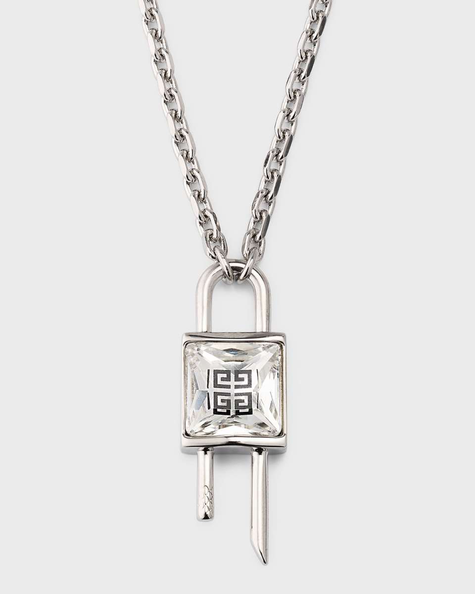 Mini Lock Silver Crystal Necklace