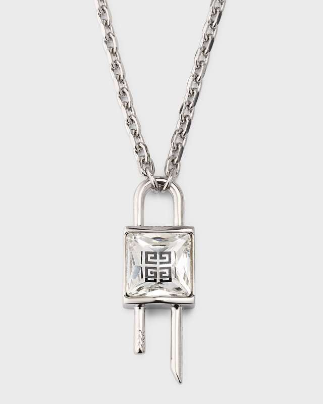 Mini Lock Silver Crystal Necklace