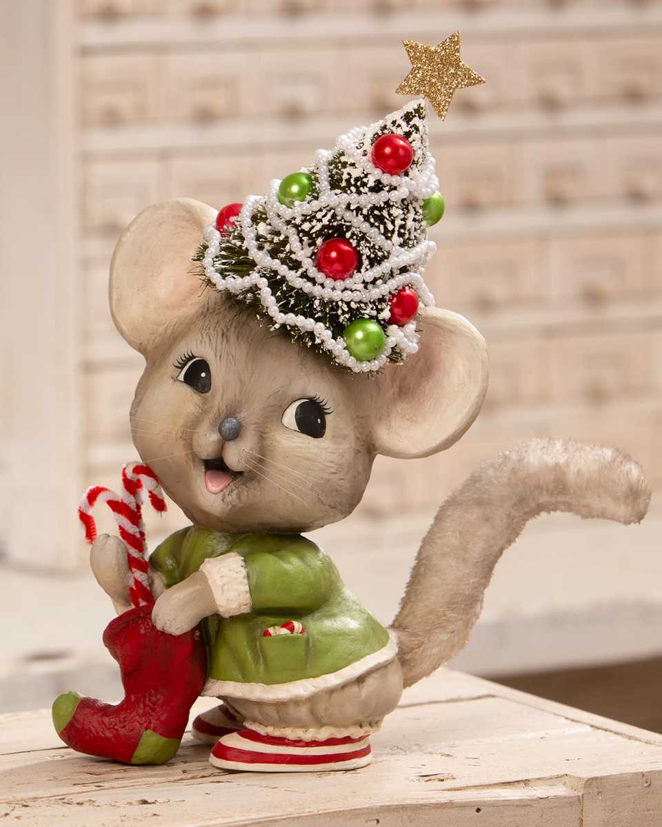 Christmas Tree Memzi Mouse Figurine