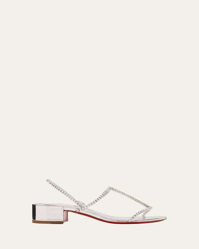 Simple Queenie Crystal T-Strap Red Sole Sandals