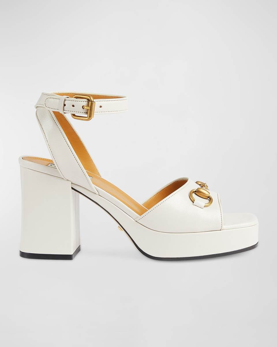 Lady Leather Horsebit Platform Sandals