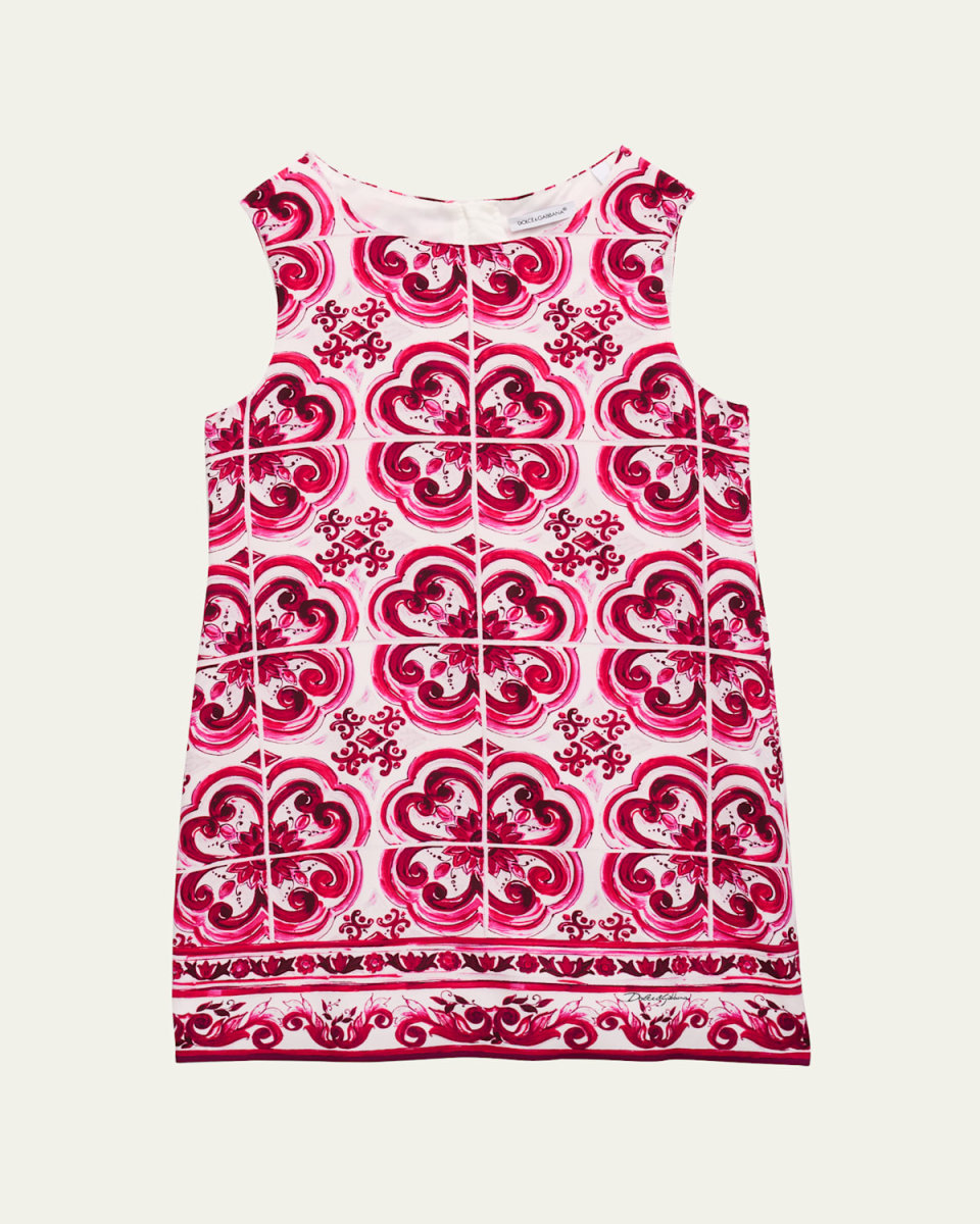 Girl's Maiolica Printed Sleeveless Dress, Size 4-12