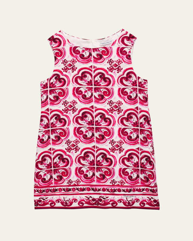 Girl's Maiolica Printed Sleeveless Dress, Size 4-12