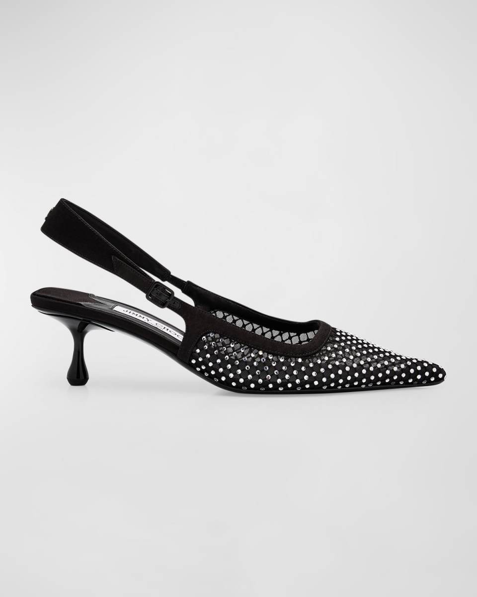 Amel Crystal Net Slingback Pumps