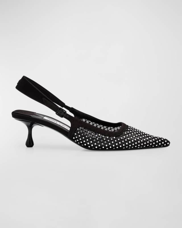 Amel Crystal Net Slingback Pumps