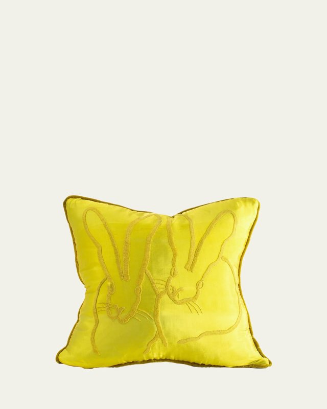 Embroidered Silk & Velvet Bunny Pillow,