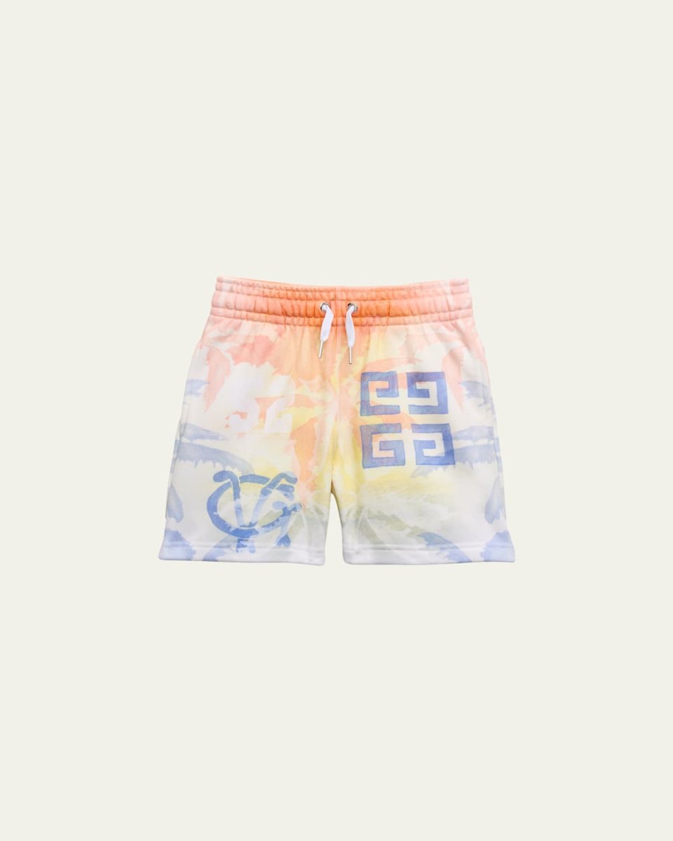 Boy's 4G Multicolor Printed Fleece Shorts, Size 4-14